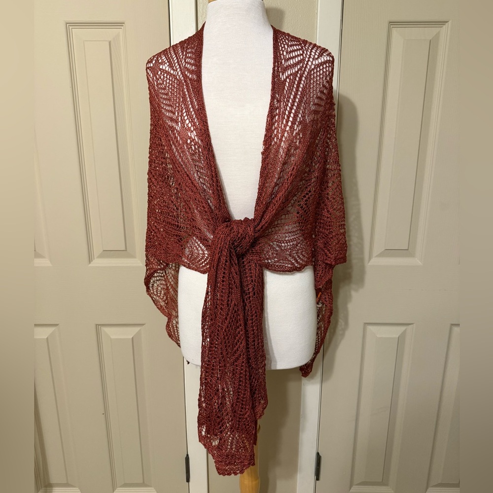 Coldwater Creek burnt orange Knit Shawl